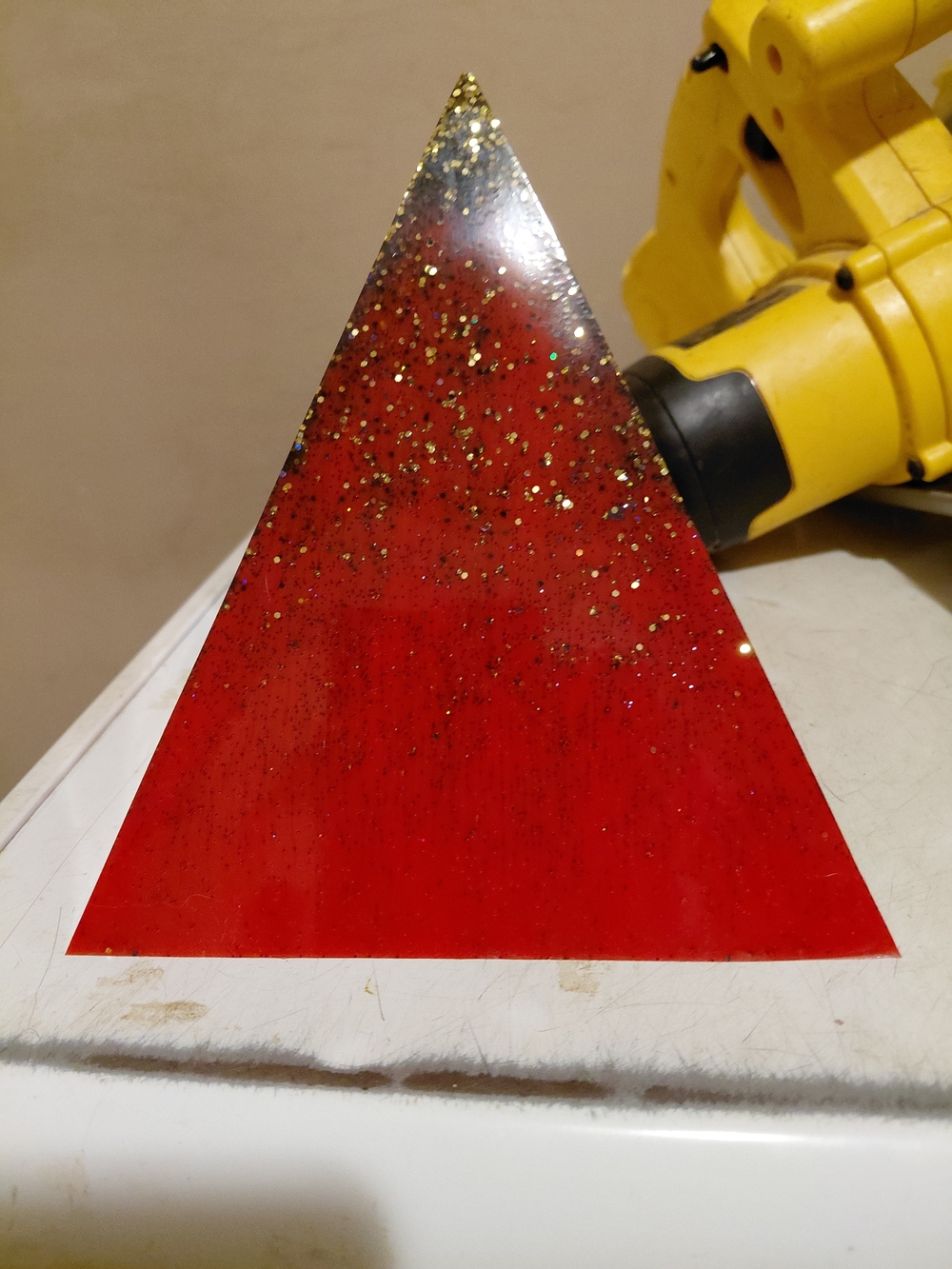 Red Glitter Triangle Decorative Accent - Home Accents Decor